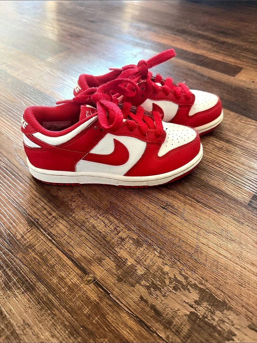 12C Nike Dunk Low Toddler (University Red) ) Red & White Sneakers